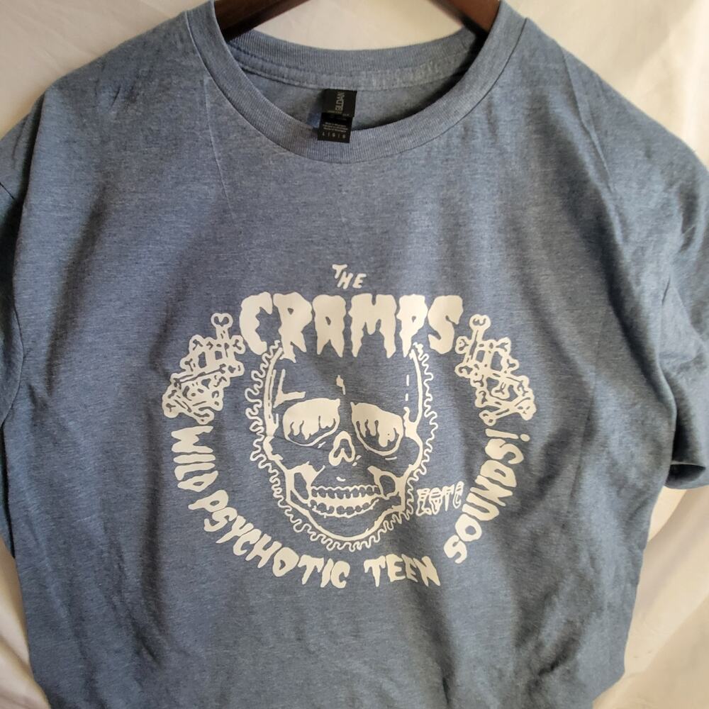 the Cramps band   t shirt size  large heather blue